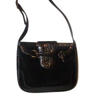 Gucci Black Crocodile & Leather Snaffle Horse-bit Hobo